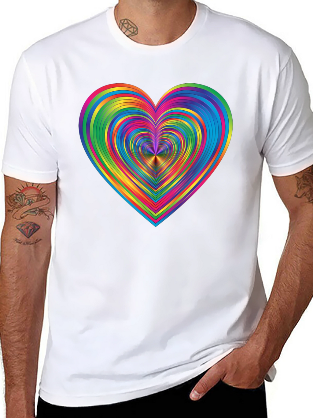 Rainbow Heart Graphic Black T-Shirt