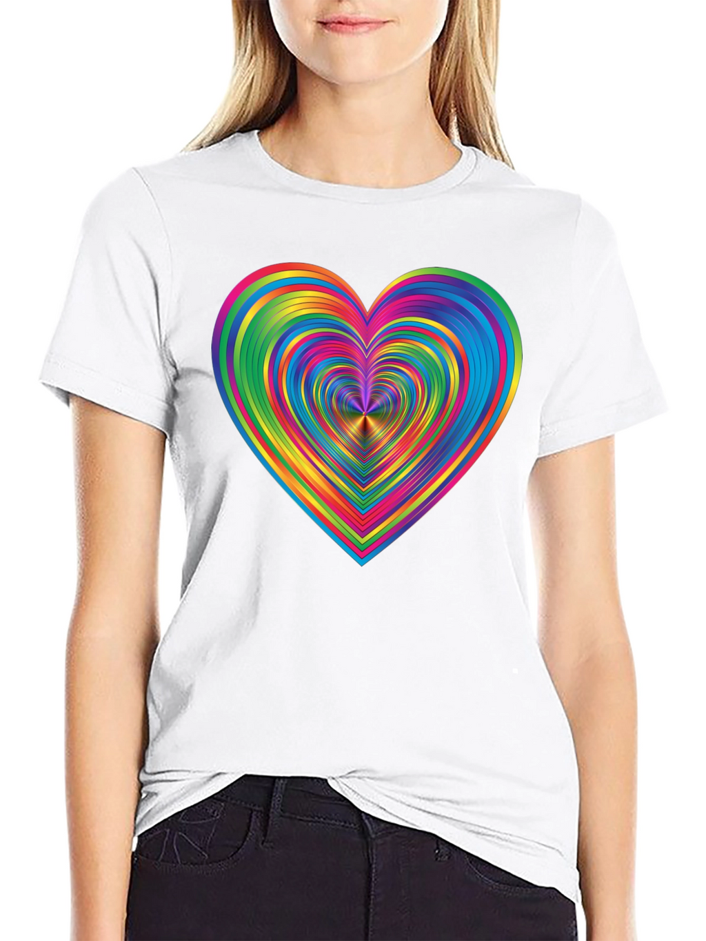 Rainbow Heart Graphic Black T-Shirt