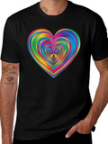 Rainbow Heart Graphic Black T-Shirt