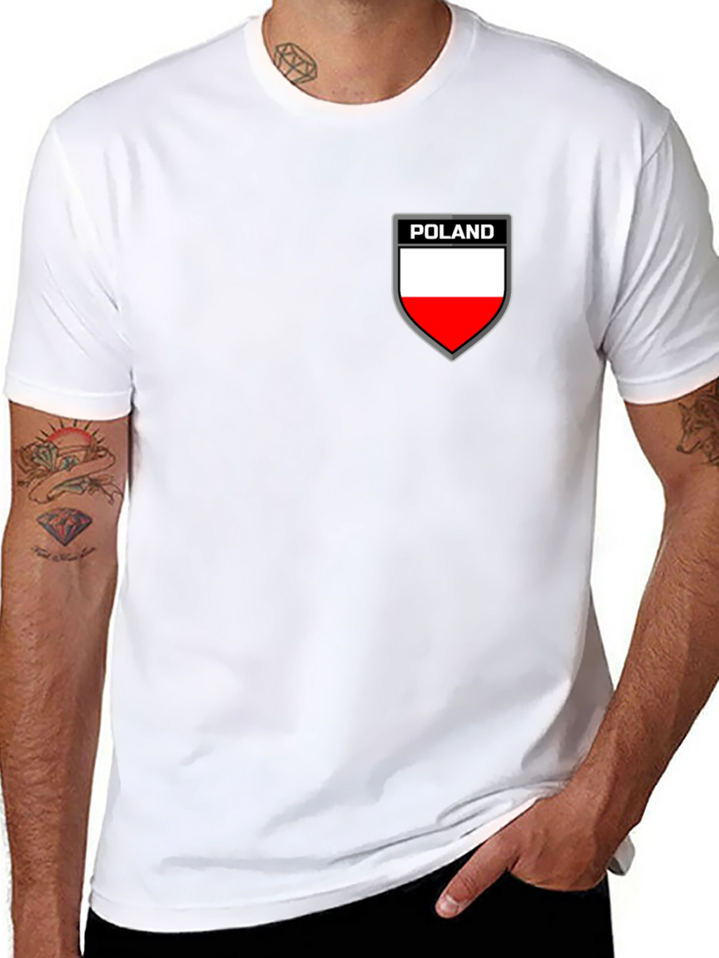 Poland Flag Shield Graphic Black T-Shirt