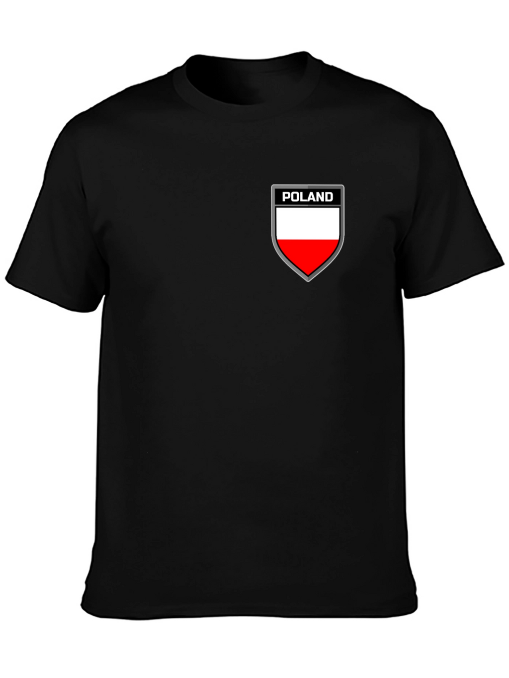 Poland Flag Shield Graphic Black T-Shirt