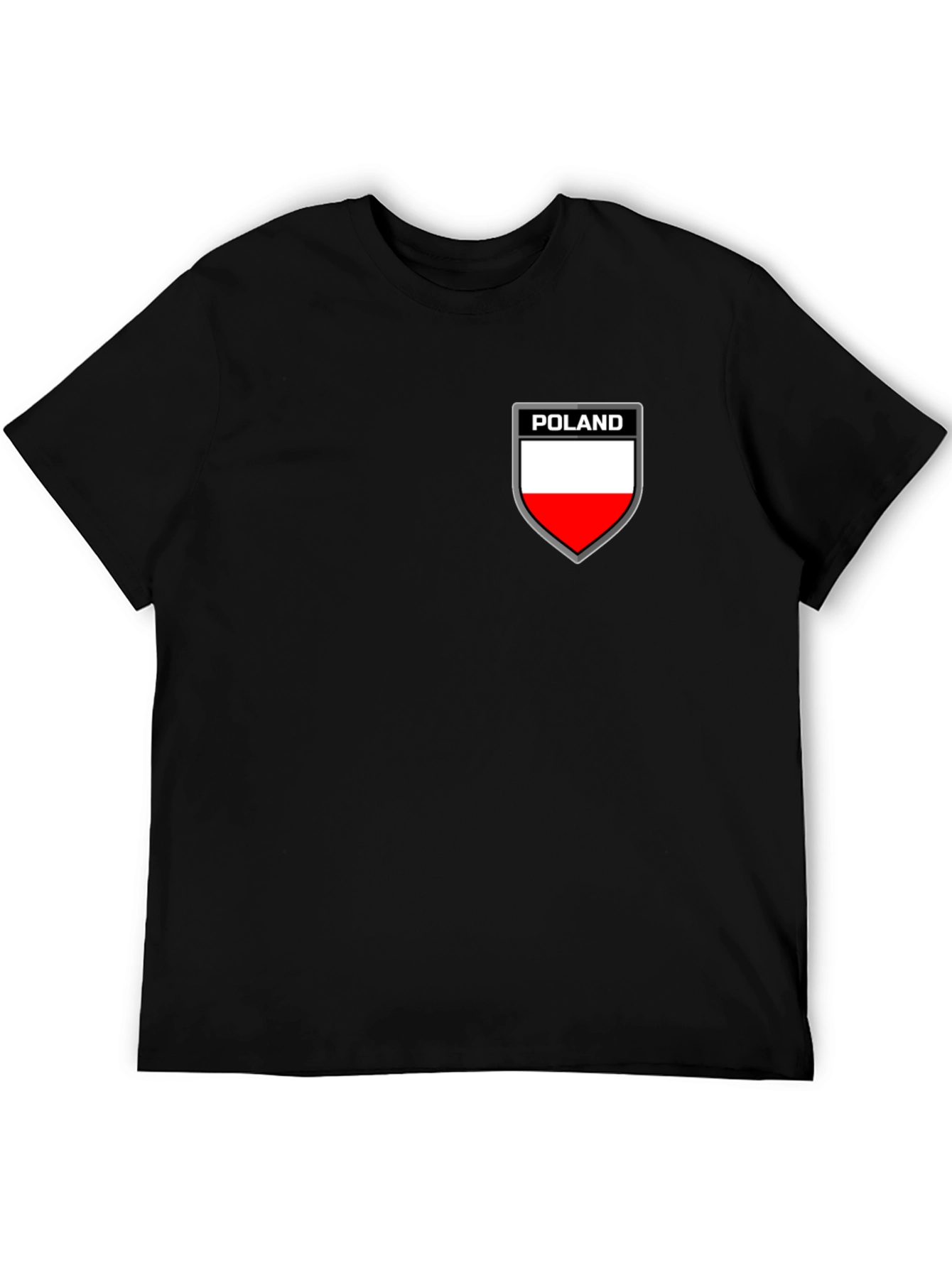 Poland Flag Shield Graphic Black T-Shirt