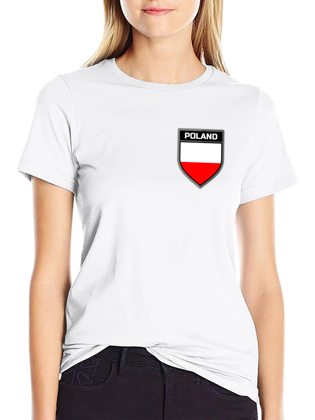 Poland Flag Shield Graphic Black T-Shirt