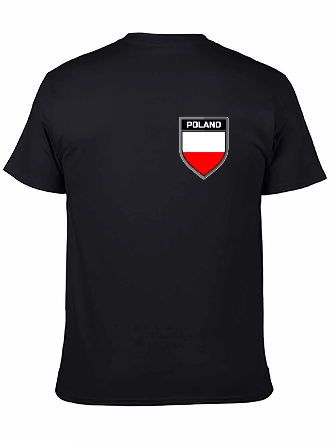 Poland Flag Shield Graphic Black T-Shirt