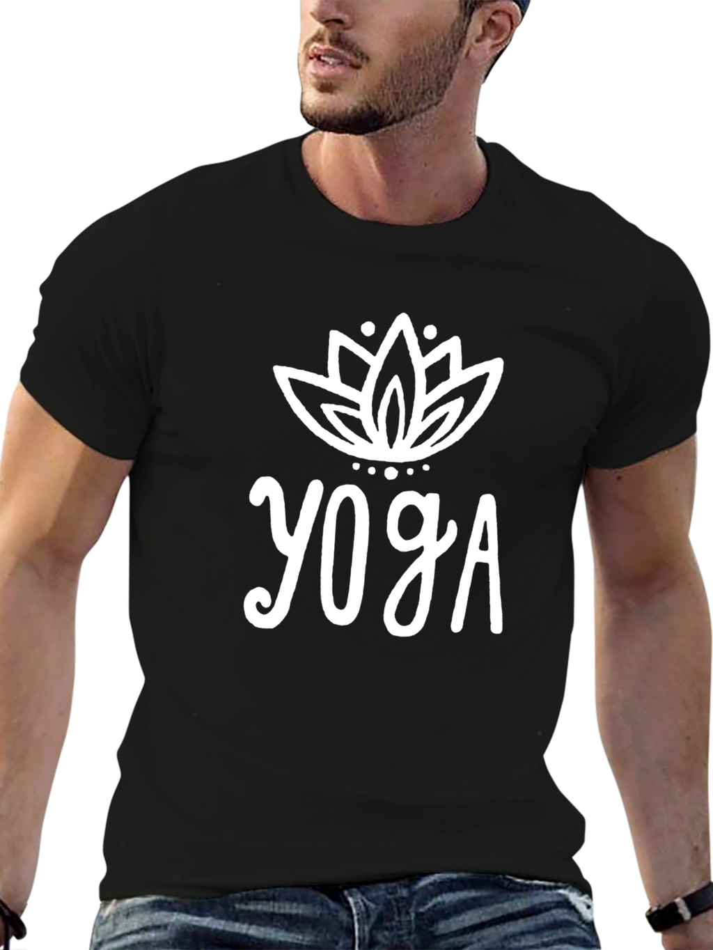 Mens Black Yoga Graphic Tee