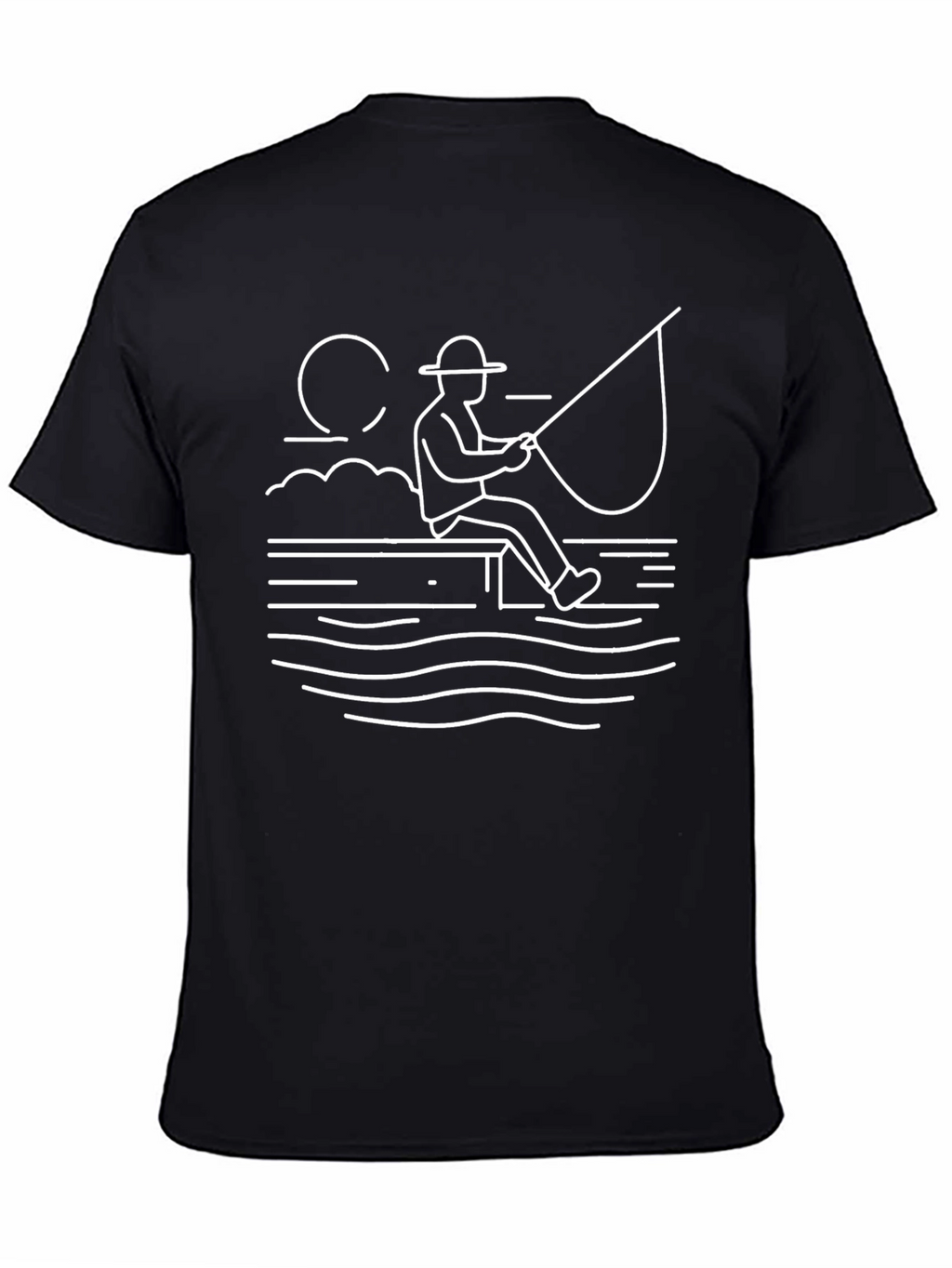 Fishing Line Art Black T-Shirt