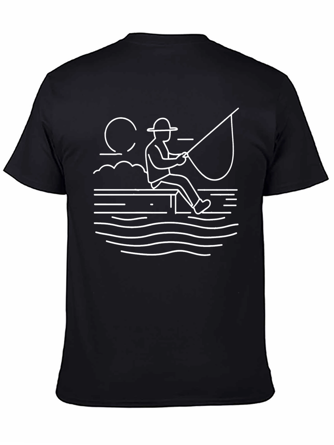 Fishing Line Art Black T-Shirt