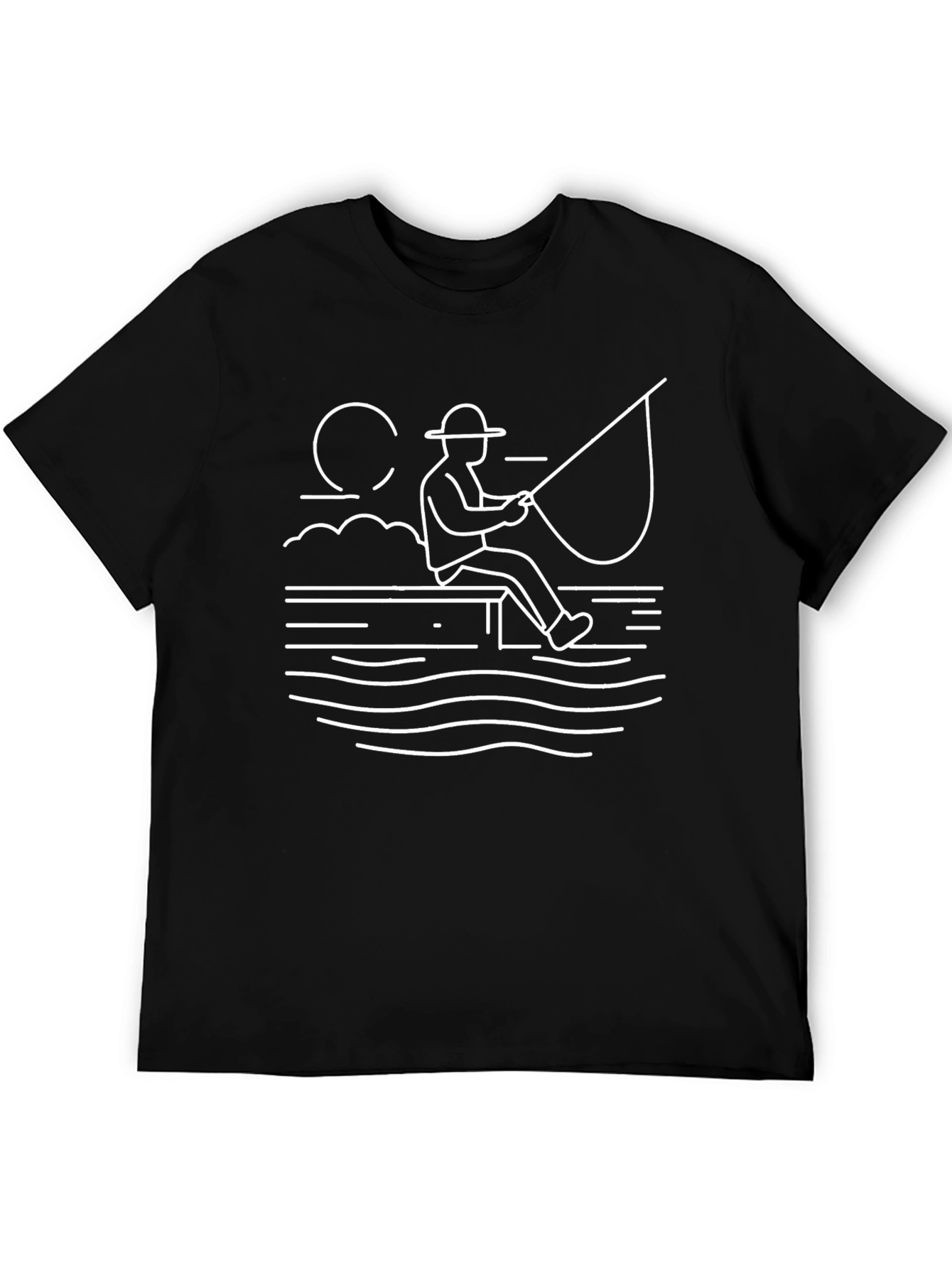 Fishing Line Art Black T-Shirt