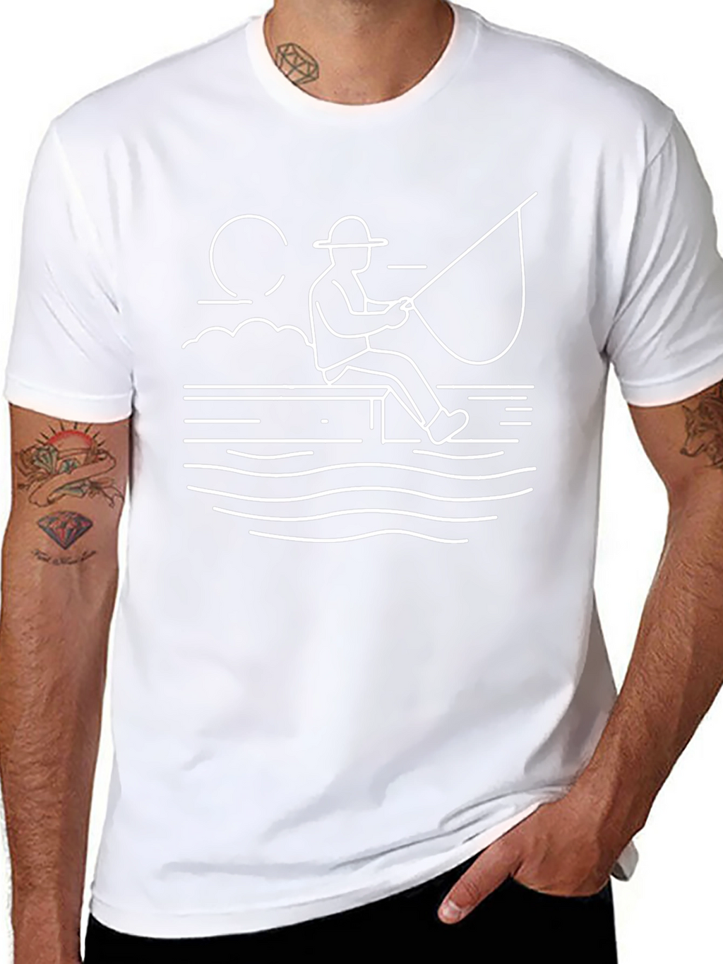 Fishing Line Art Black T-Shirt
