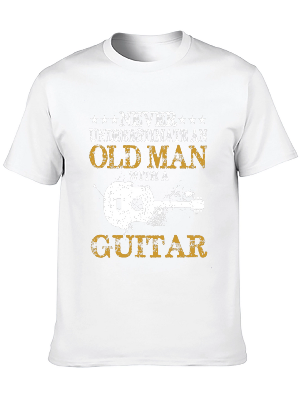 Never Underestimate Guitar Old Man Black T-Shirt