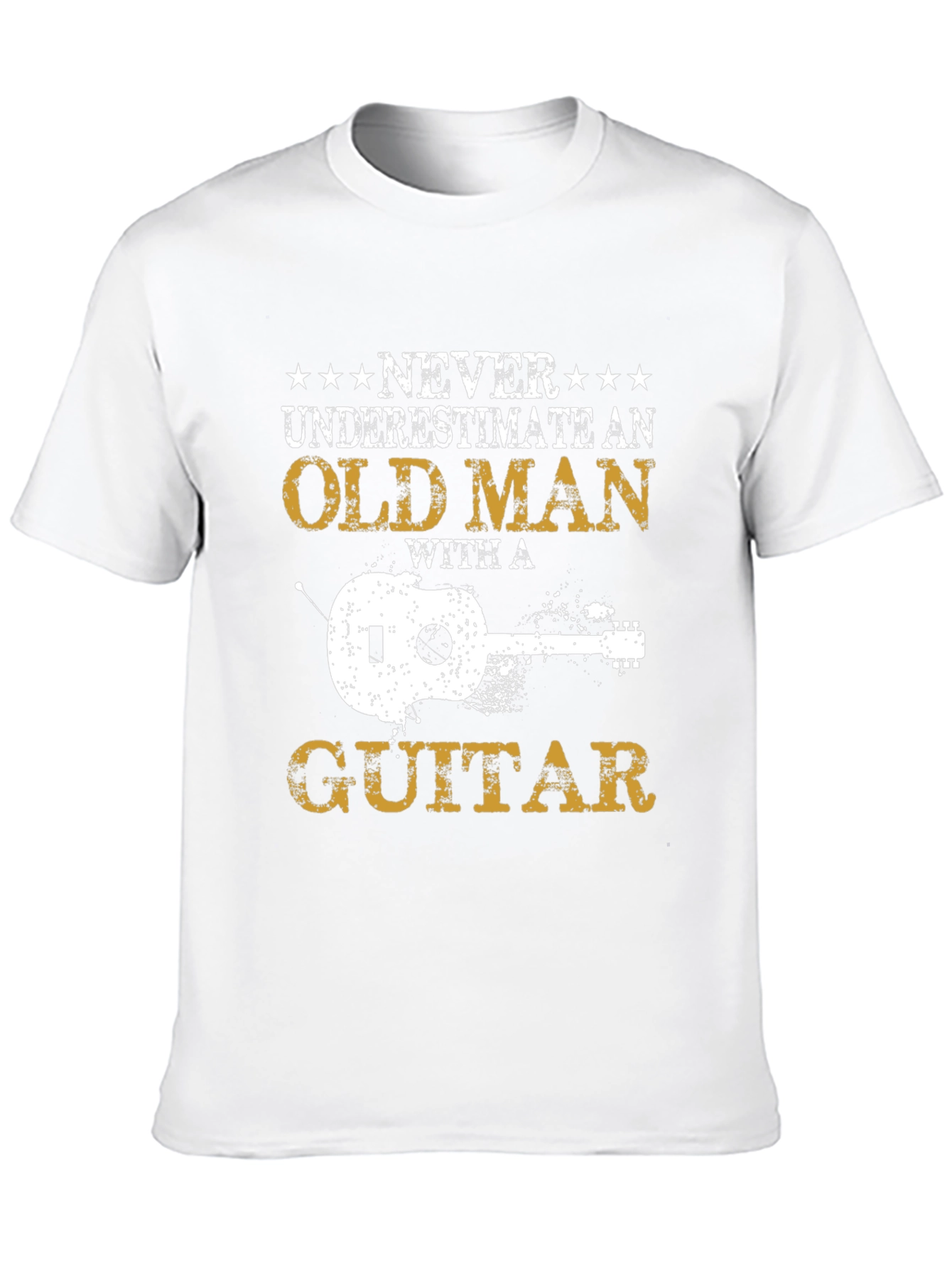 Never Underestimate Guitar Old Man Black T-Shirt