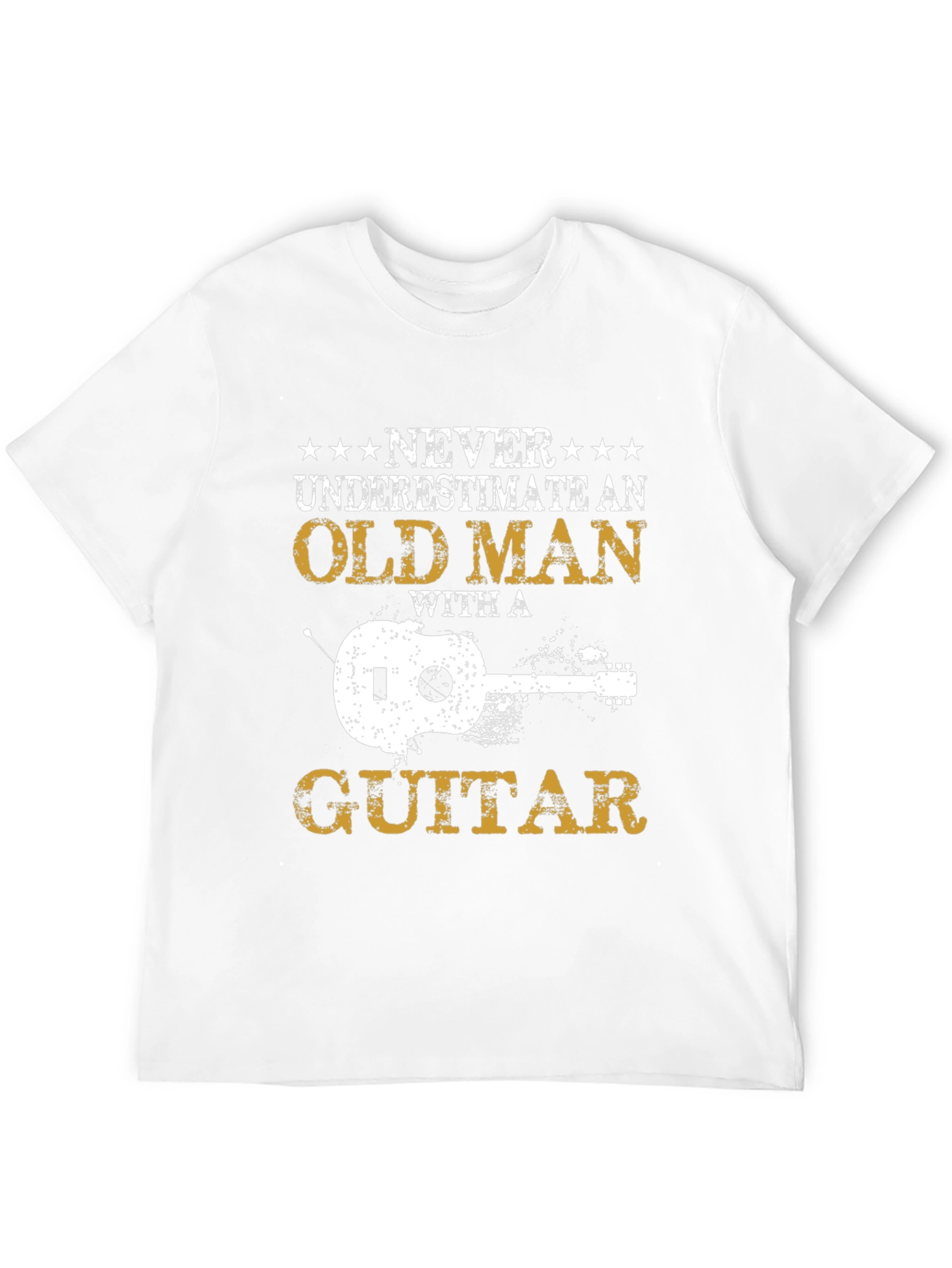 Never Underestimate Guitar Old Man Black T-Shirt