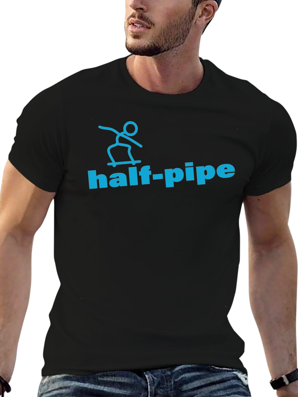 Half-Pipe Skateboard T-Shirt - Black Tee