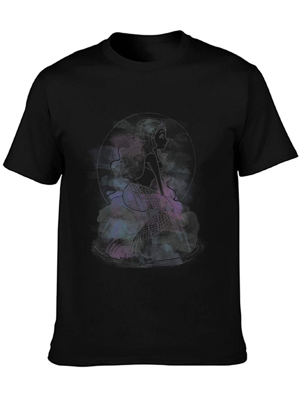 Galaxy Mermaid Graphic Tee - Black