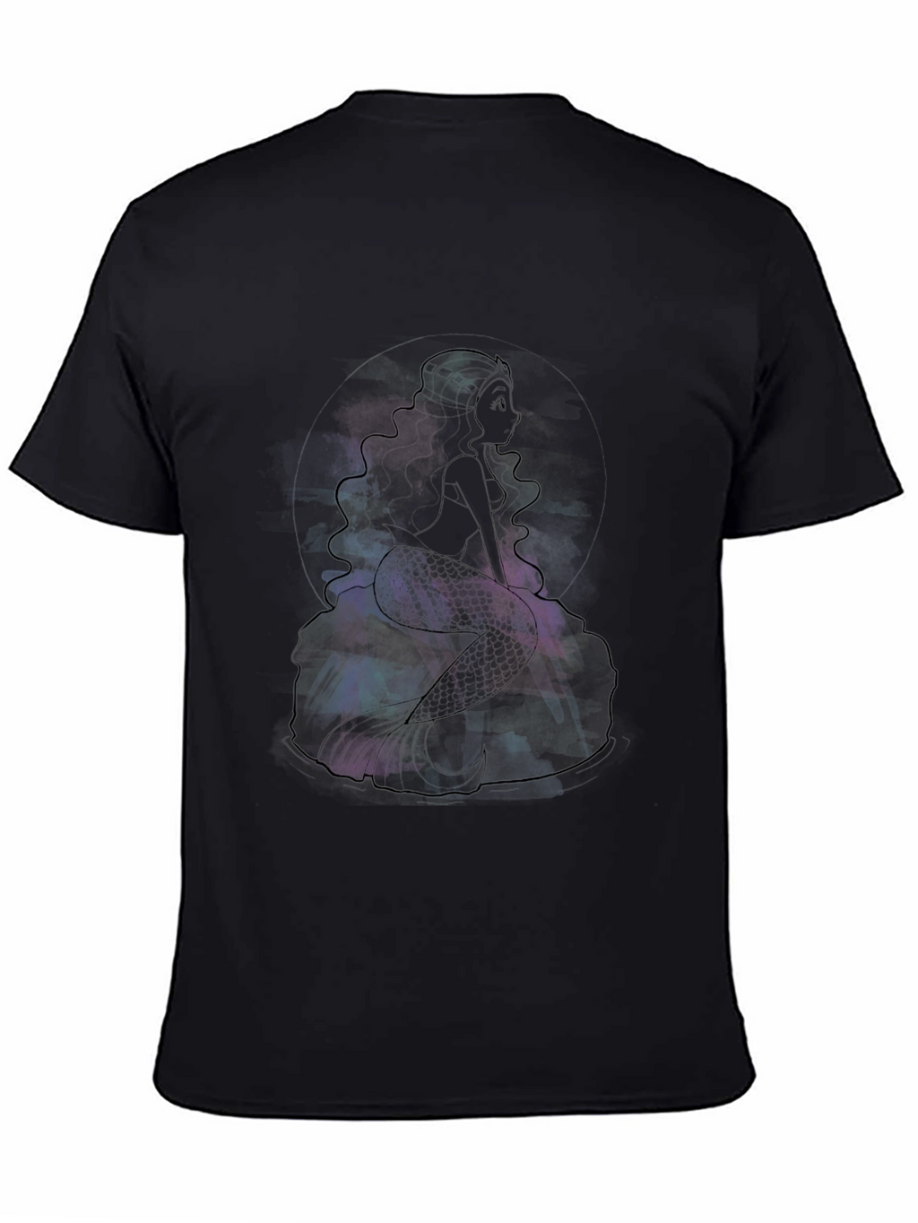 Galaxy Mermaid Graphic Tee - Black