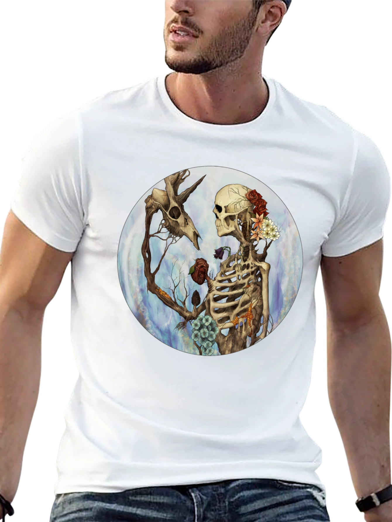Floral Skeleton Graphic T-Shirt - Dark Aesthetic Tee