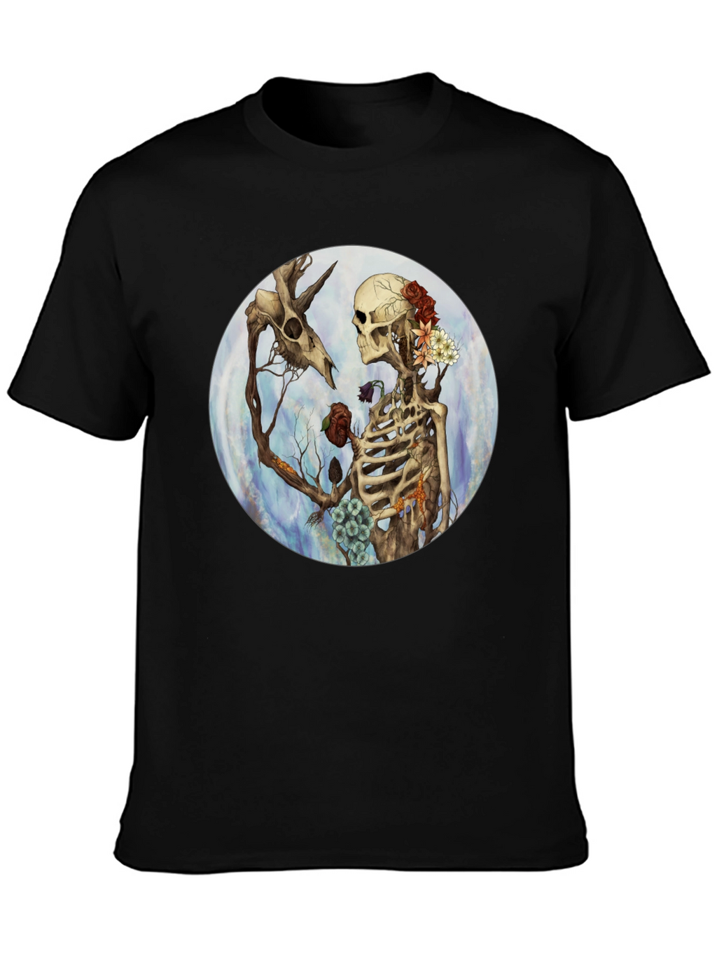 Floral Skeleton Graphic T-Shirt - Dark Aesthetic Tee