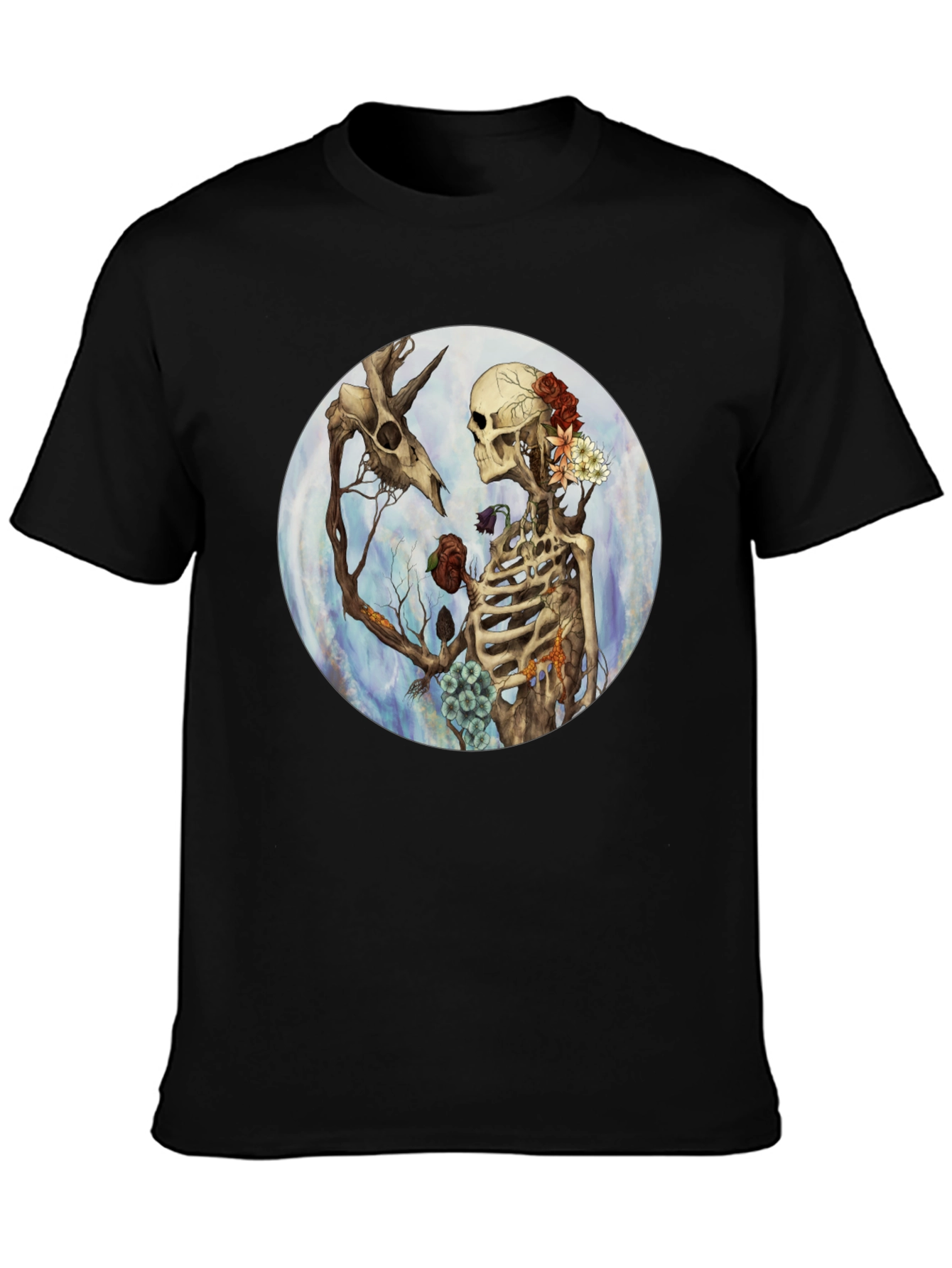 Floral Skeleton Graphic T-Shirt - Dark Aesthetic Tee