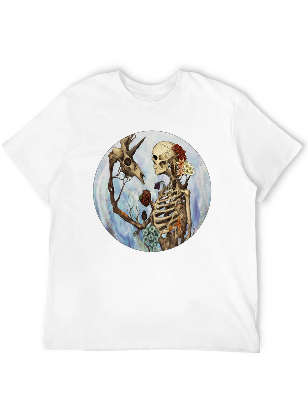 Floral Skeleton Graphic T-Shirt - Dark Aesthetic Tee