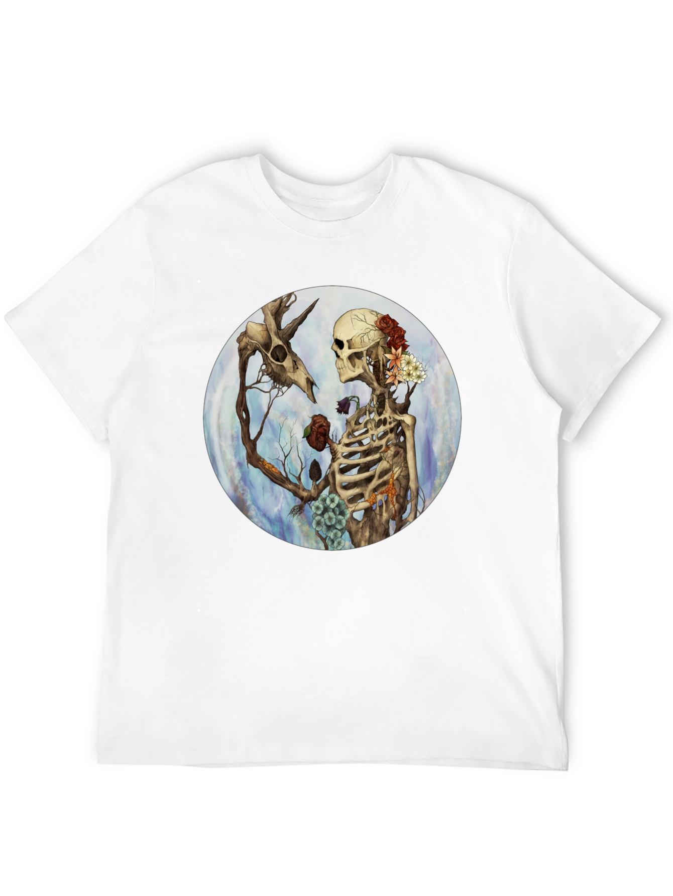 Floral Skeleton Graphic T-Shirt - Dark Aesthetic Tee