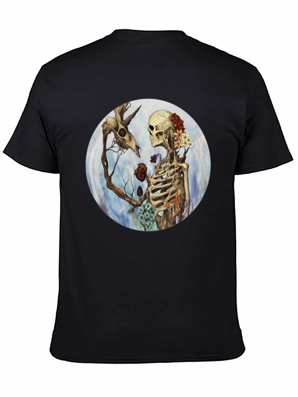 Floral Skeleton Graphic T-Shirt - Dark Aesthetic Tee