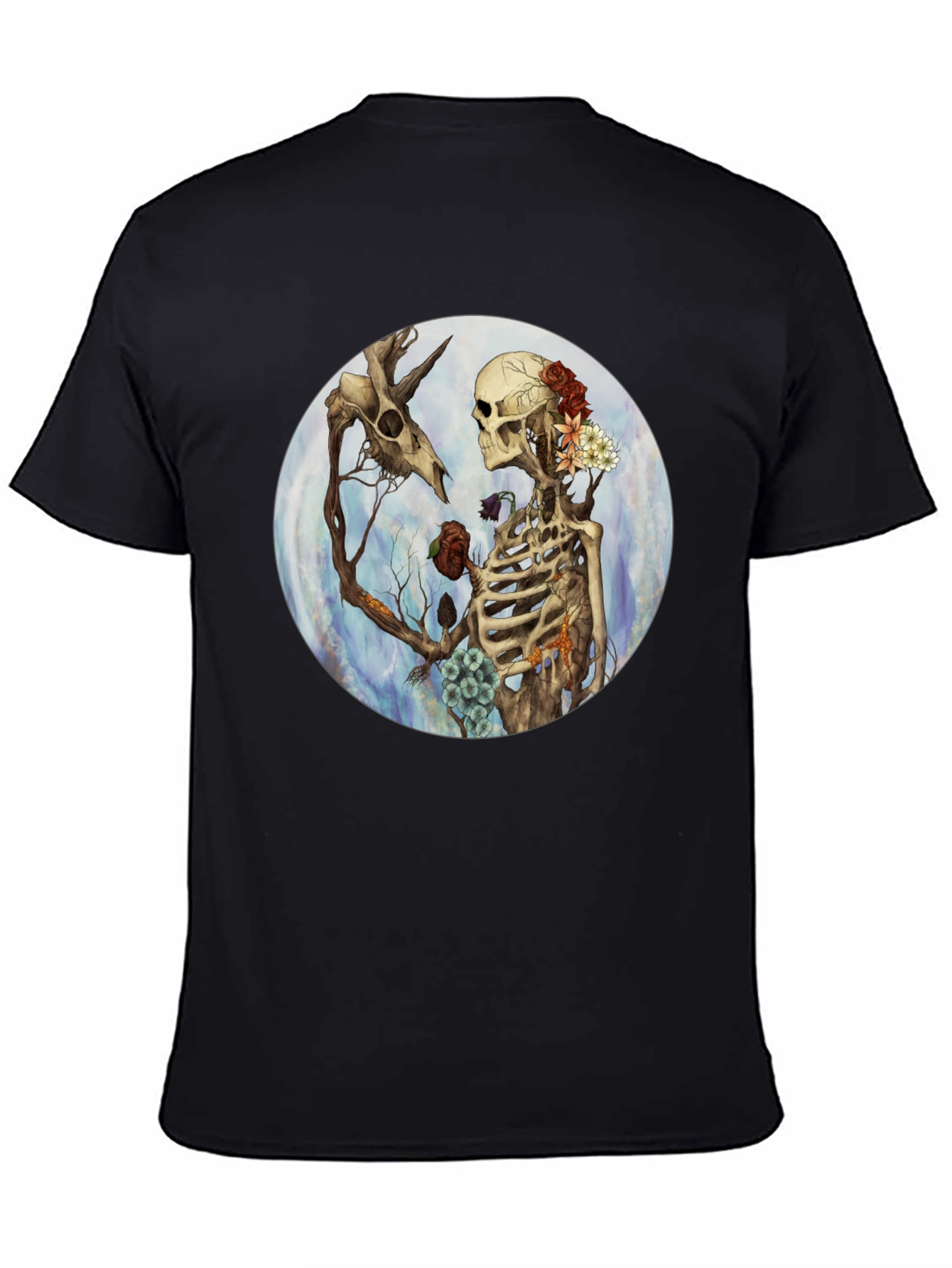 Floral Skeleton Graphic T-Shirt - Dark Aesthetic Tee