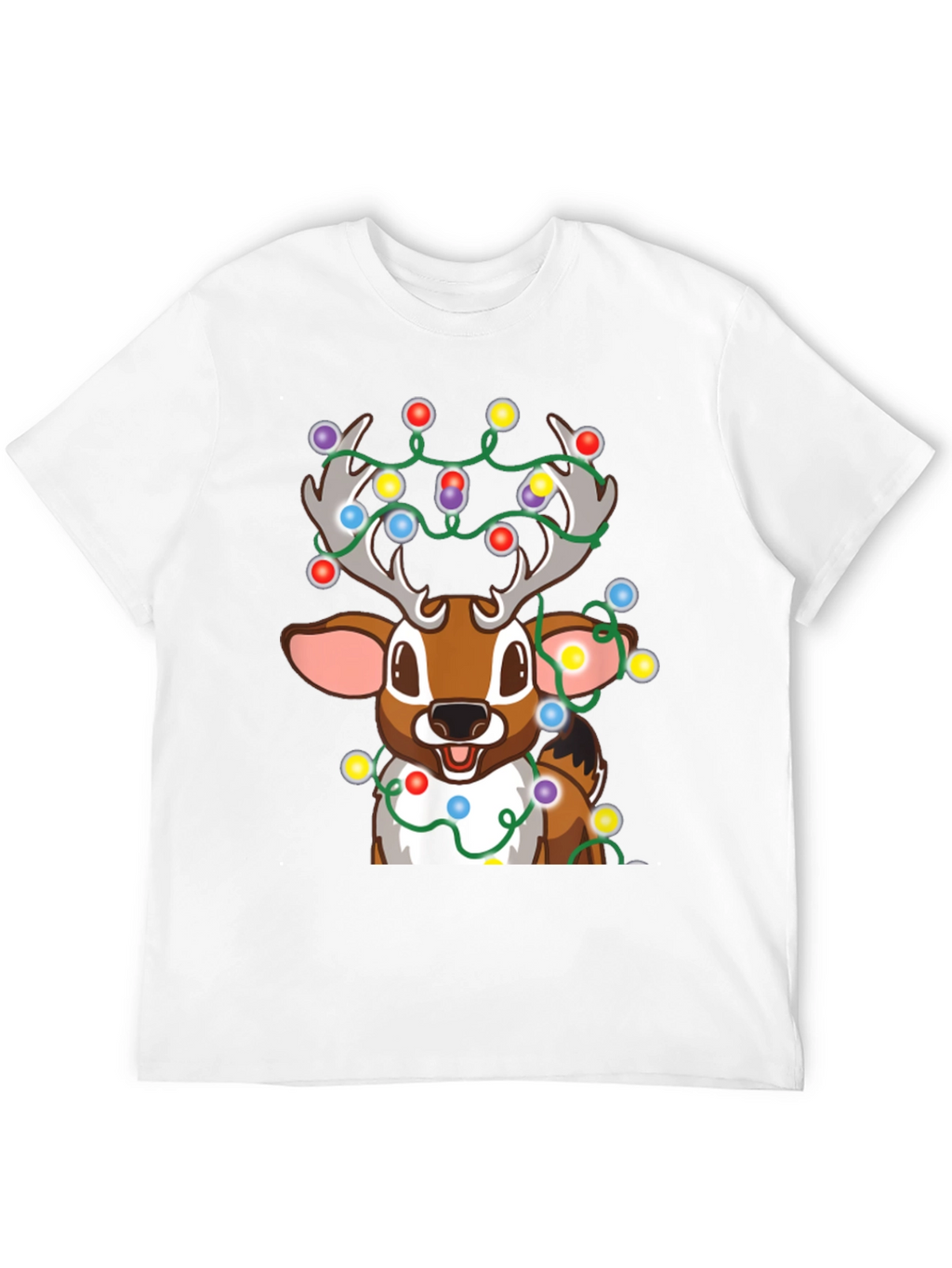 Christmas Reindeer Lights Graphic Tee - Holiday Fun
