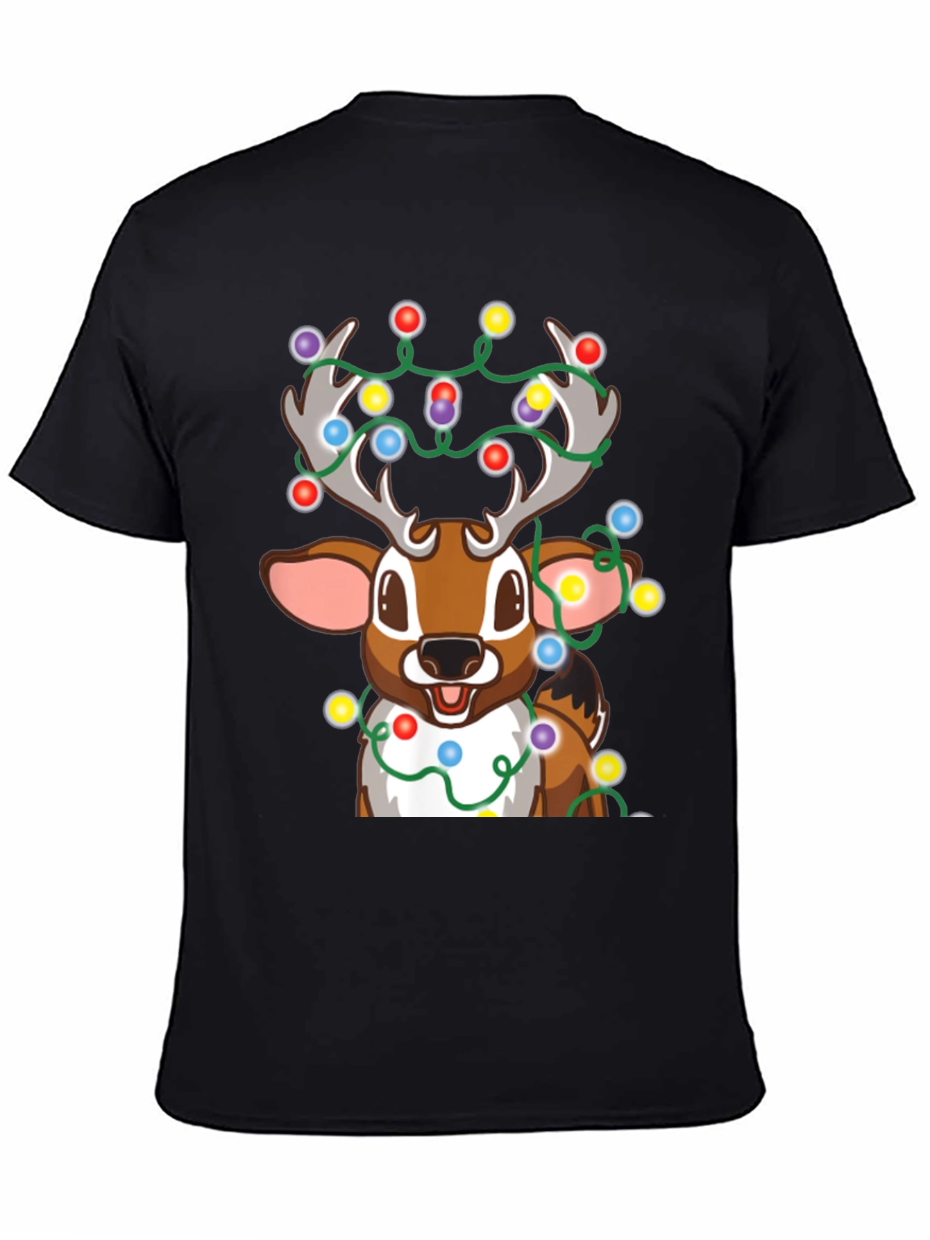 Christmas Reindeer Lights Graphic Tee - Holiday Fun