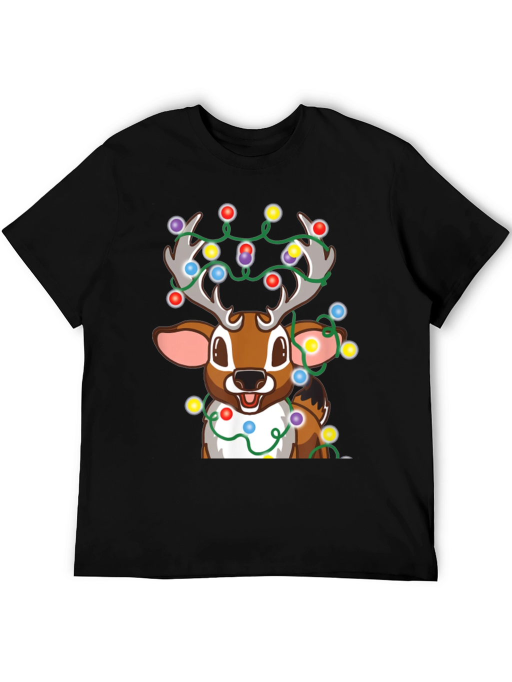 Christmas Reindeer Lights Graphic Tee - Holiday Fun