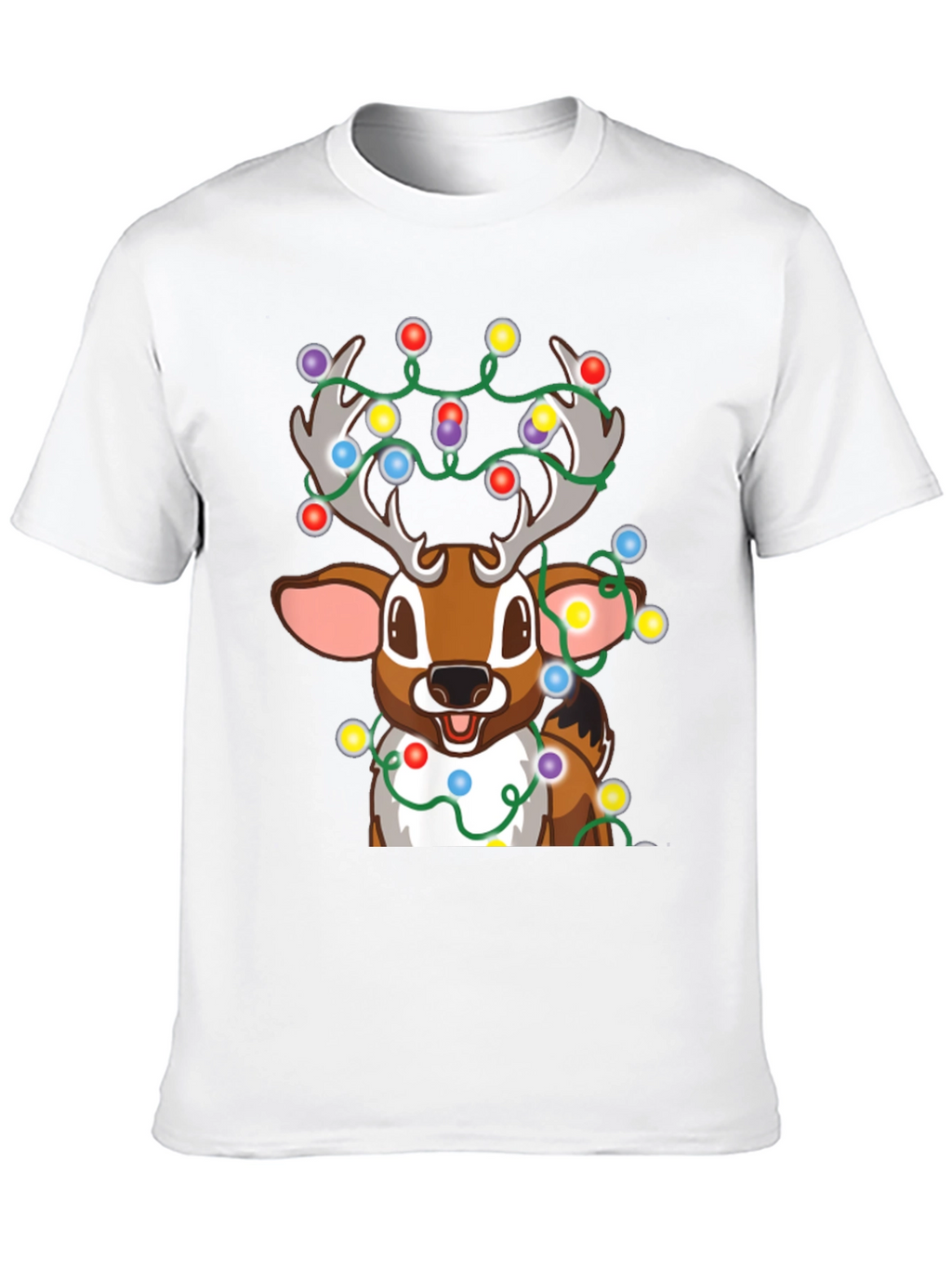 Christmas Reindeer Lights Graphic Tee - Holiday Fun