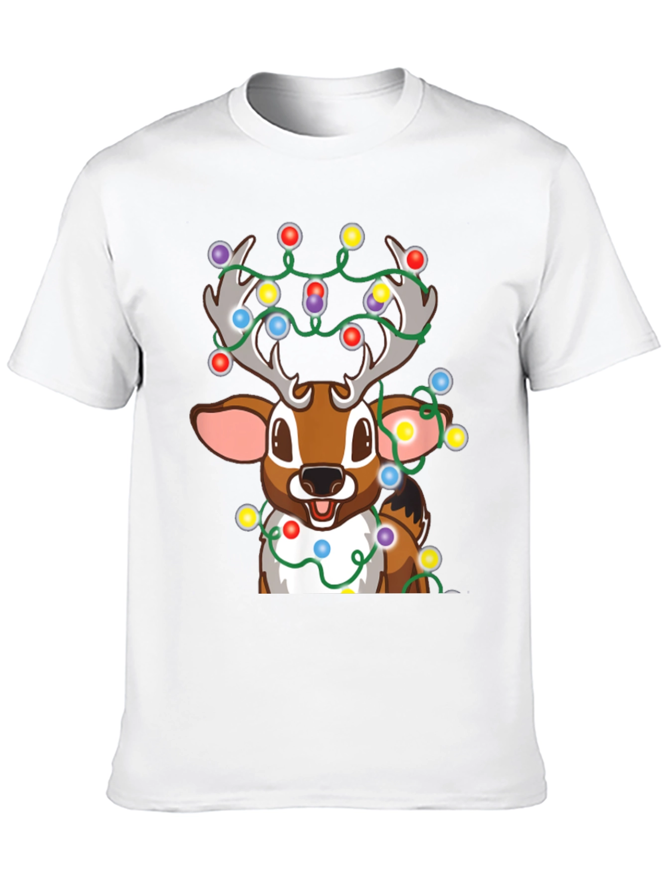 Christmas Reindeer Lights Graphic Tee - Holiday Fun