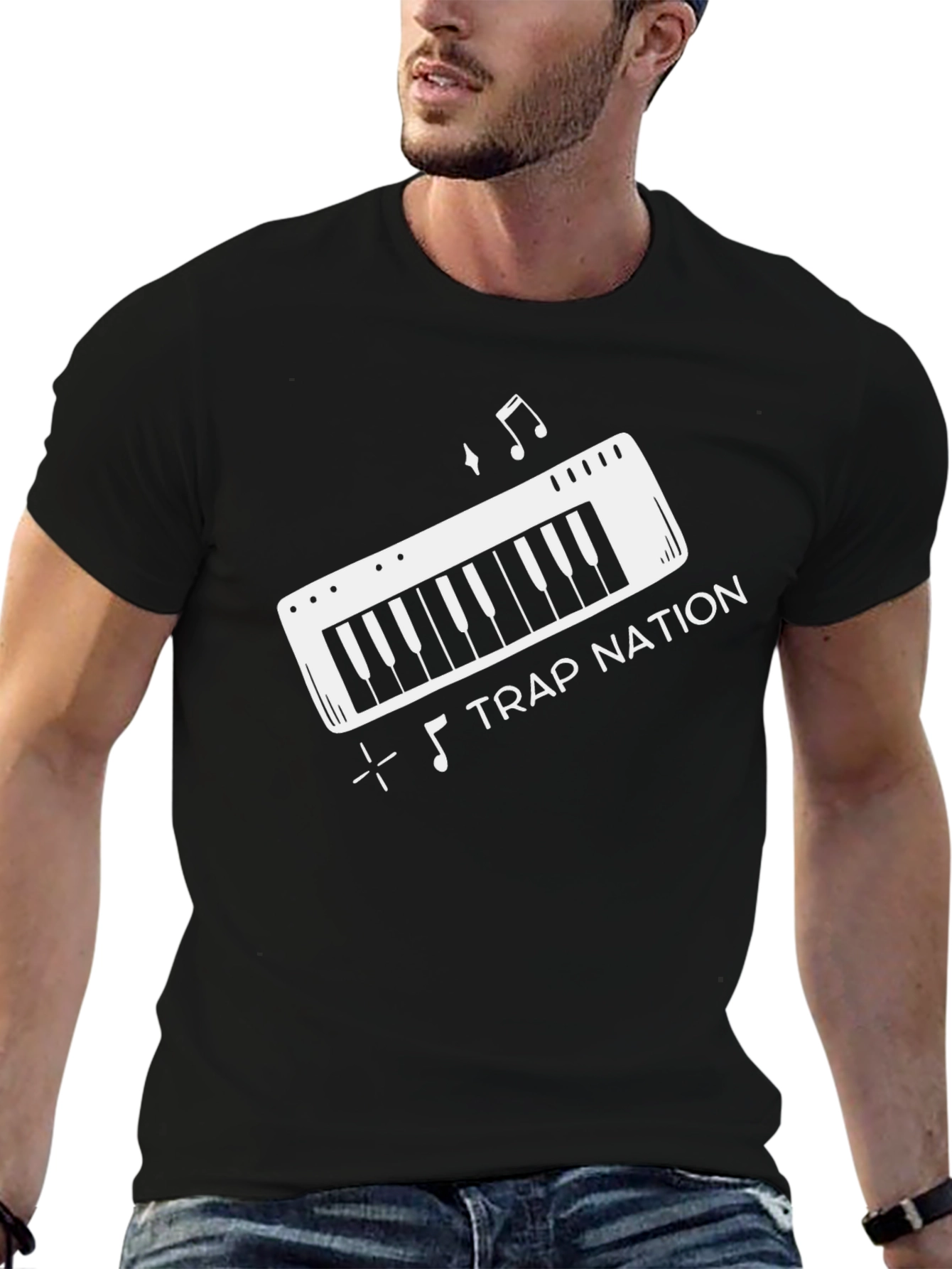 Trap Nation Music Keyboard Black Graphic Tee