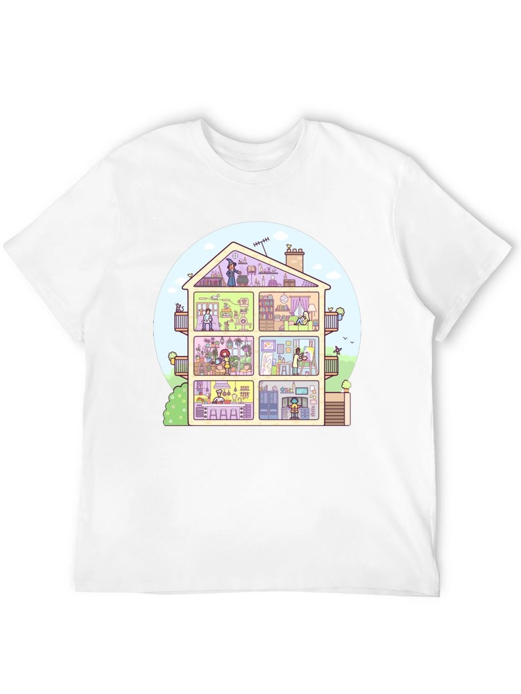 Cartoon House T-Shirt - Black