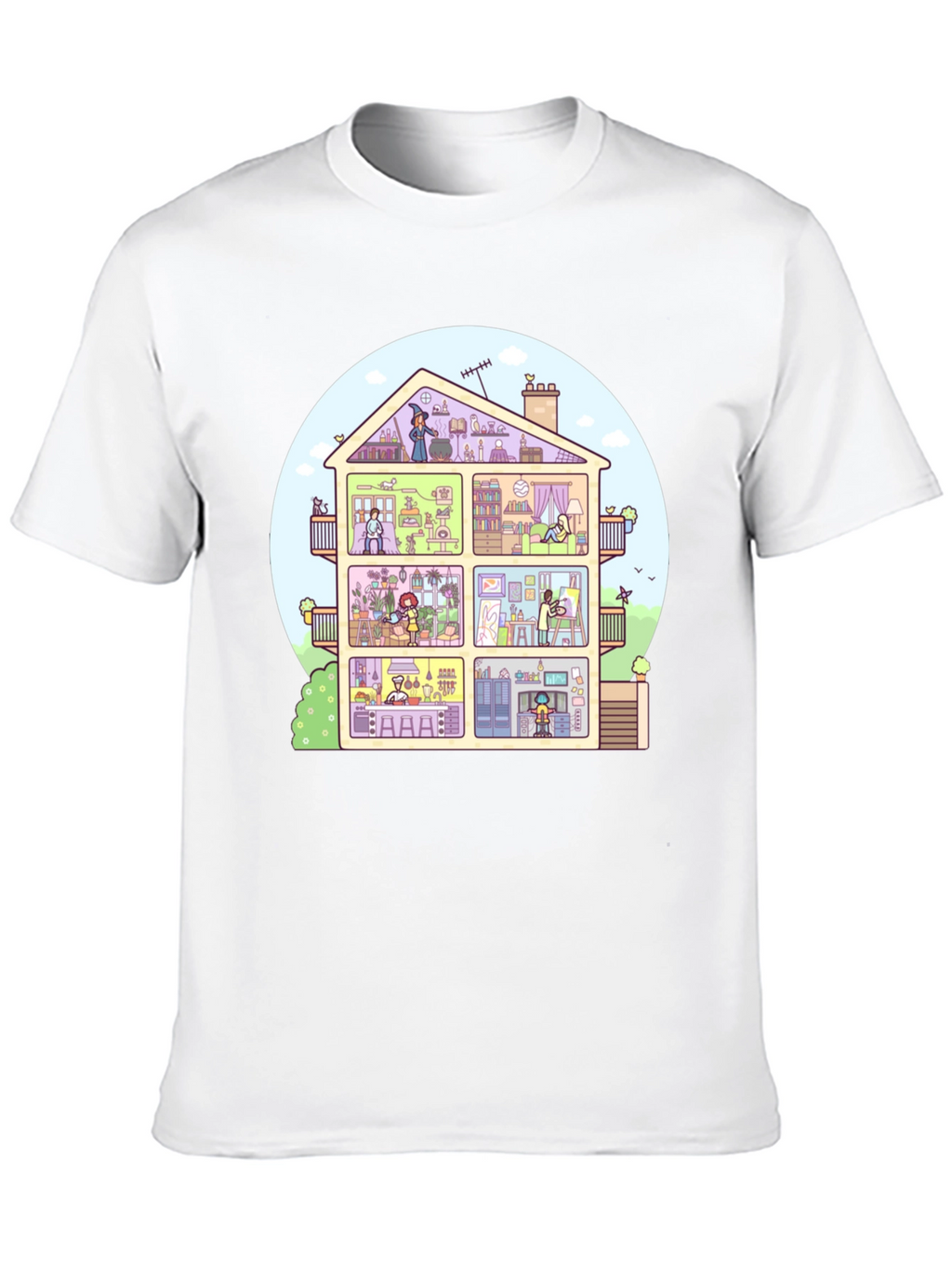 Cartoon House T-Shirt - Black