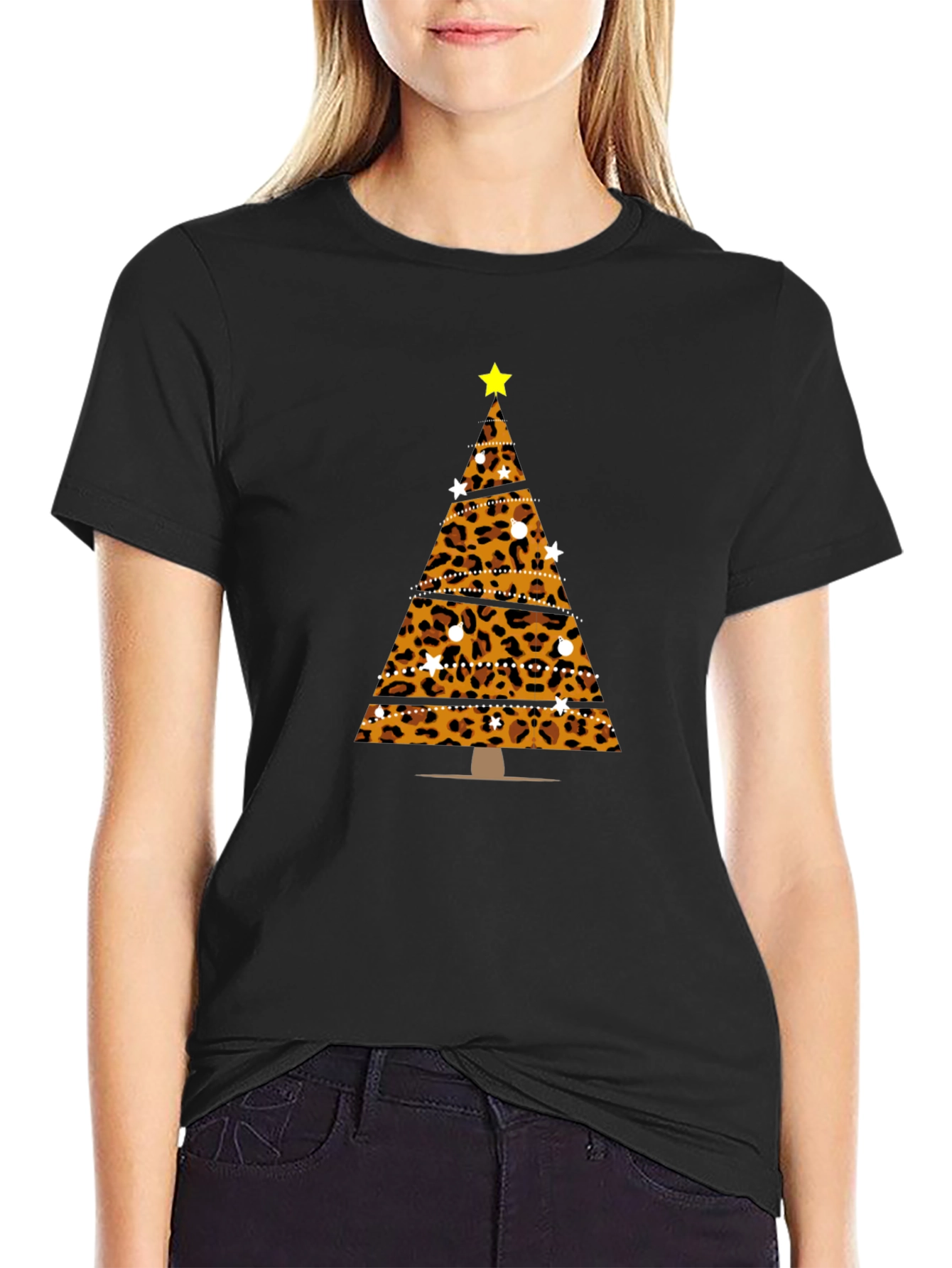 Leopard Print Christmas Tree T-Shirt