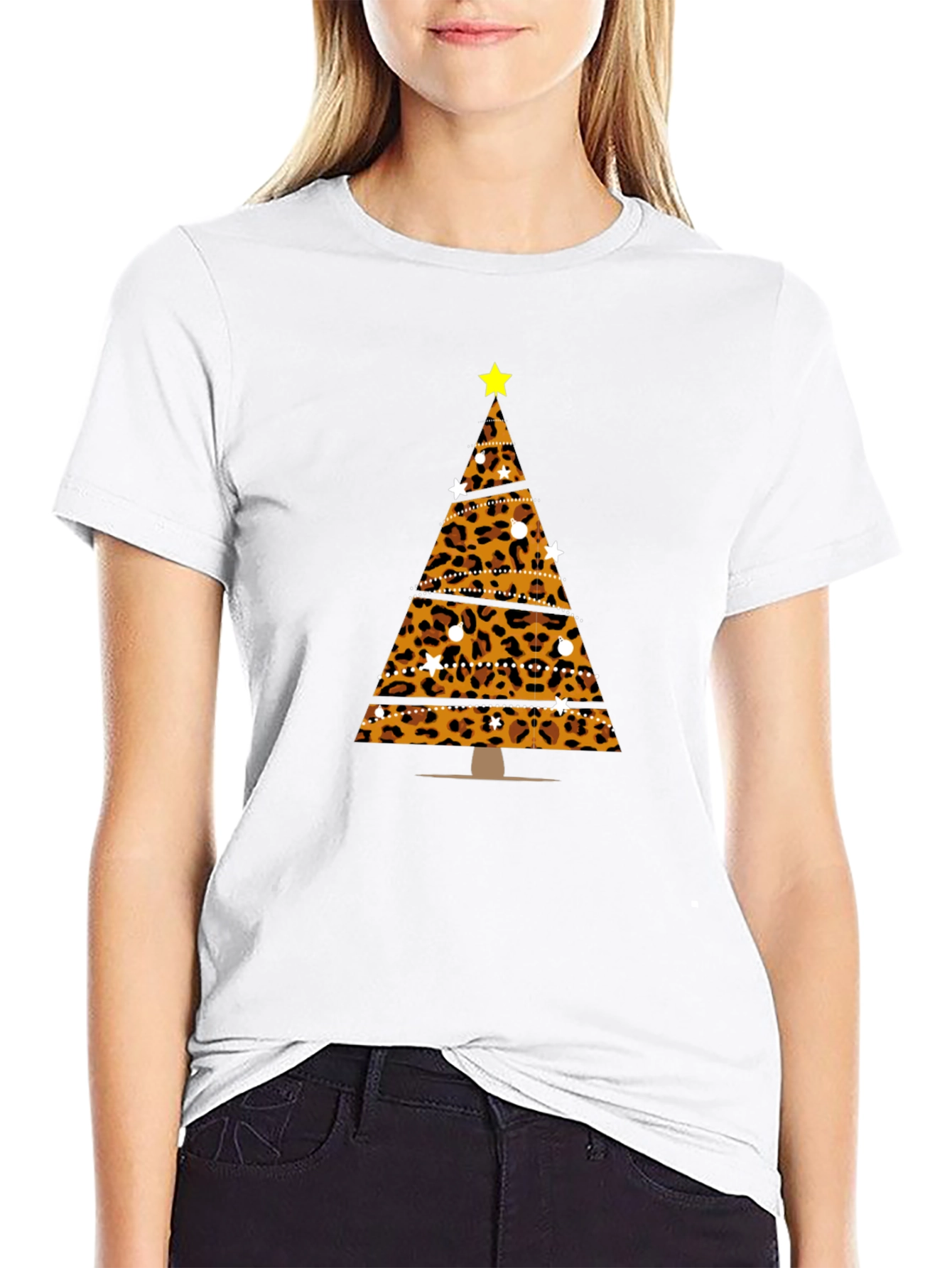 Leopard Print Christmas Tree T-Shirt