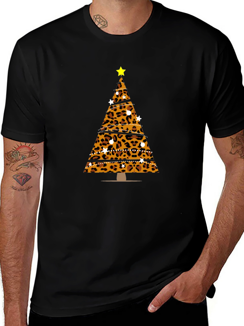 Leopard Print Christmas Tree T-Shirt