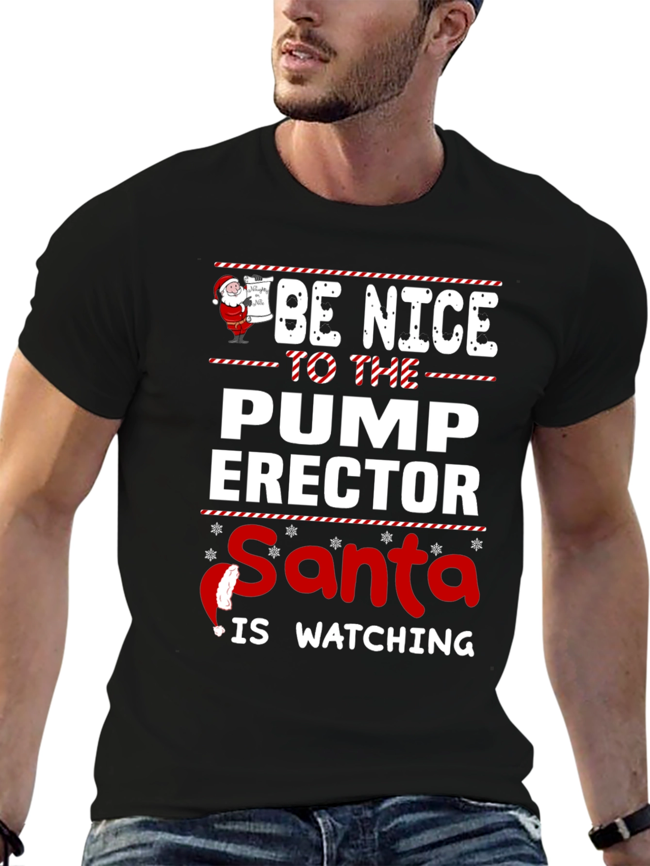 Funny Santa Pump Erector Graphic T-Shirt
