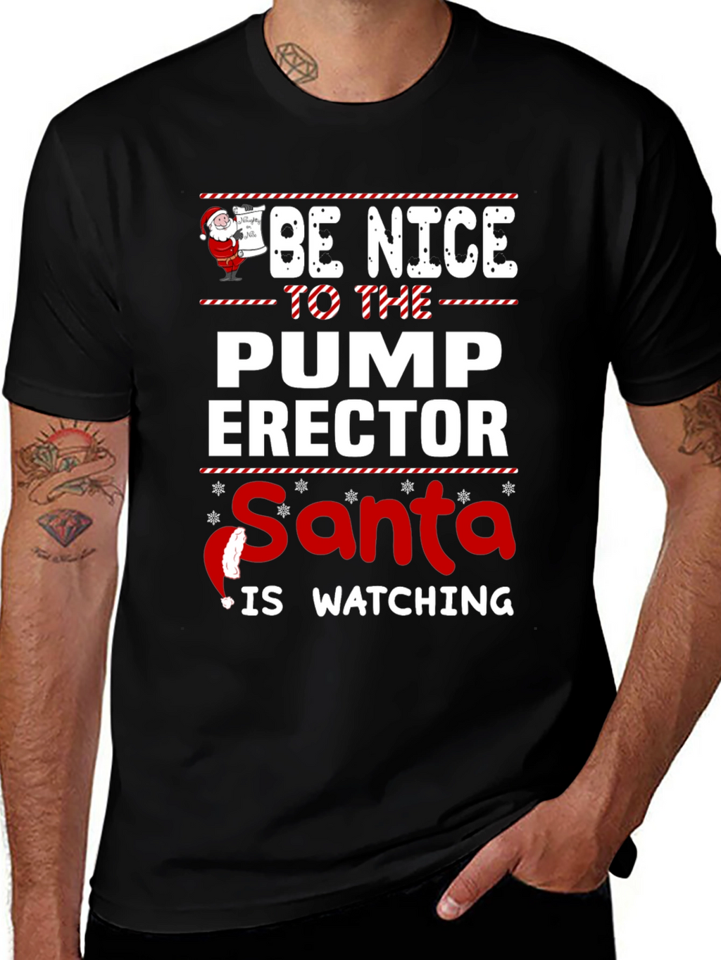 Funny Santa Pump Erector Graphic T-Shirt