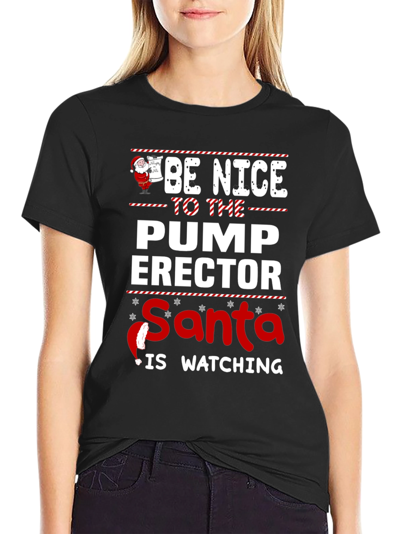 Funny Santa Pump Erector Graphic T-Shirt