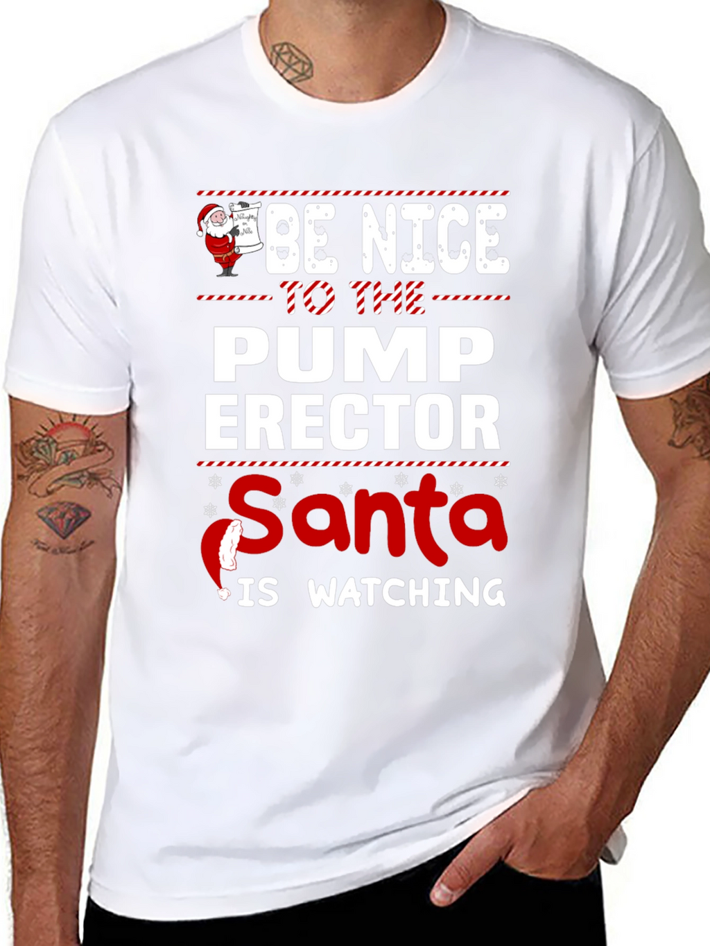 Funny Santa Pump Erector Graphic T-Shirt