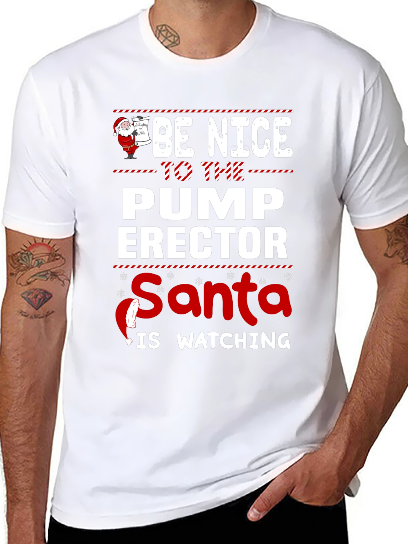 Funny Santa Pump Erector Graphic T-Shirt