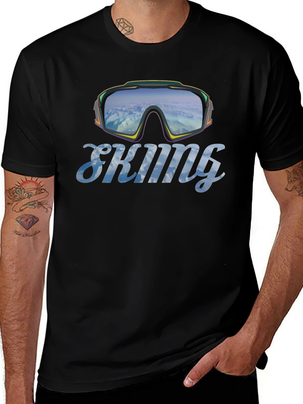 Skiing Goggles Graphic T-Shirt - Mountain Adventure Tee