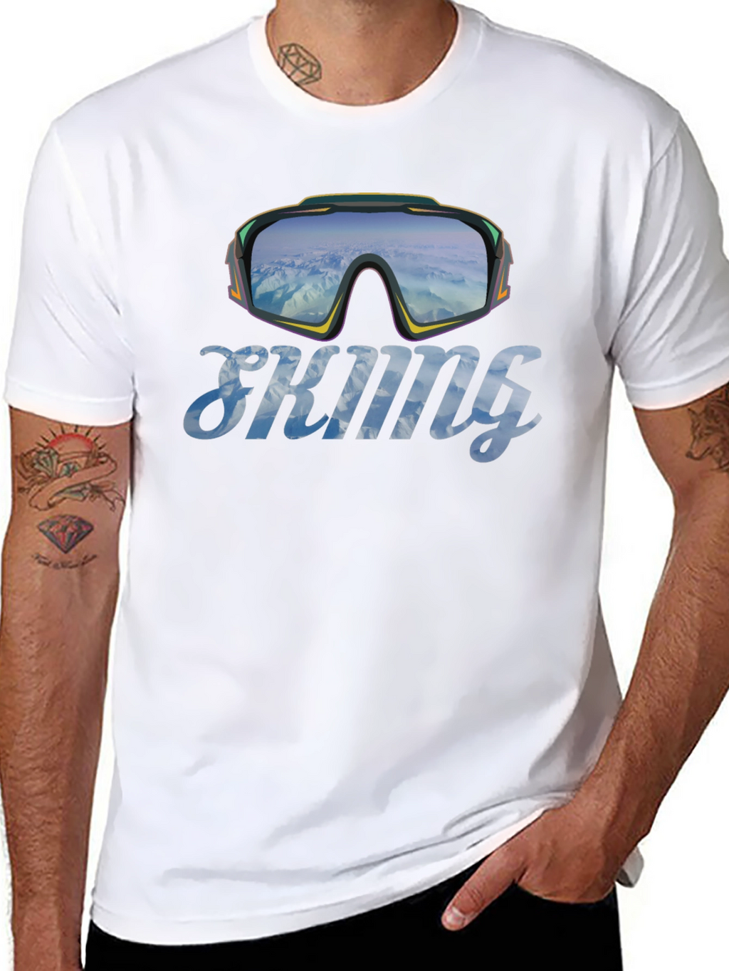 Skiing Goggles Graphic T-Shirt - Mountain Adventure Tee
