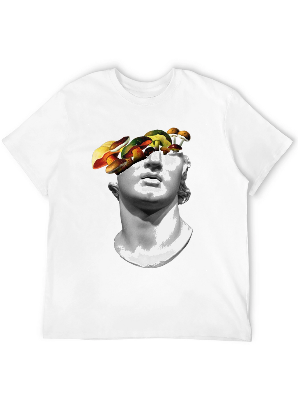 Mushroom Head Statue Graphic Tee - Unique Mens T-Shirt