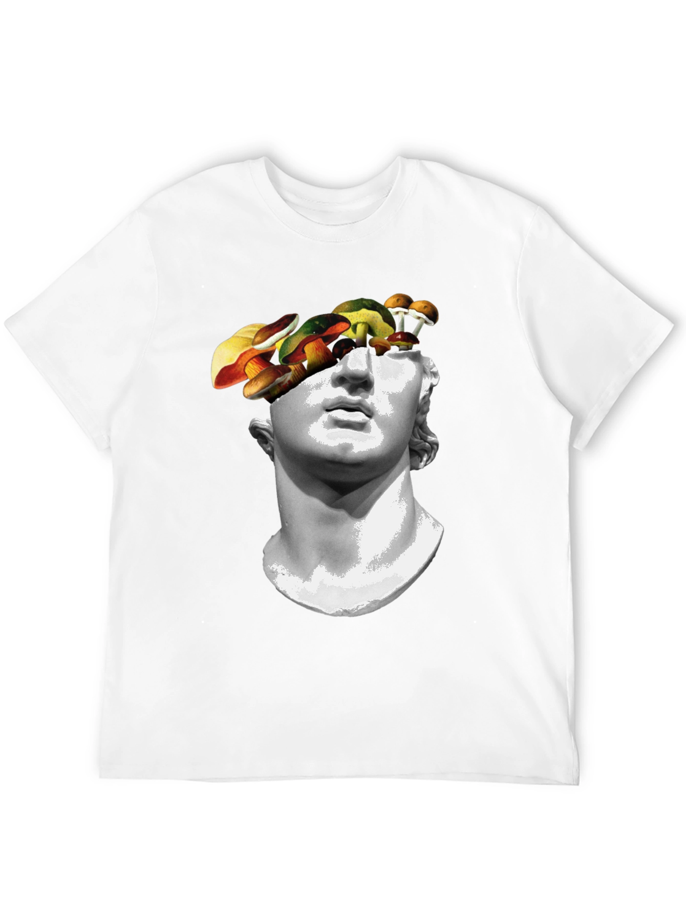 Mushroom Head Statue Graphic Tee - Unique Mens T-Shirt