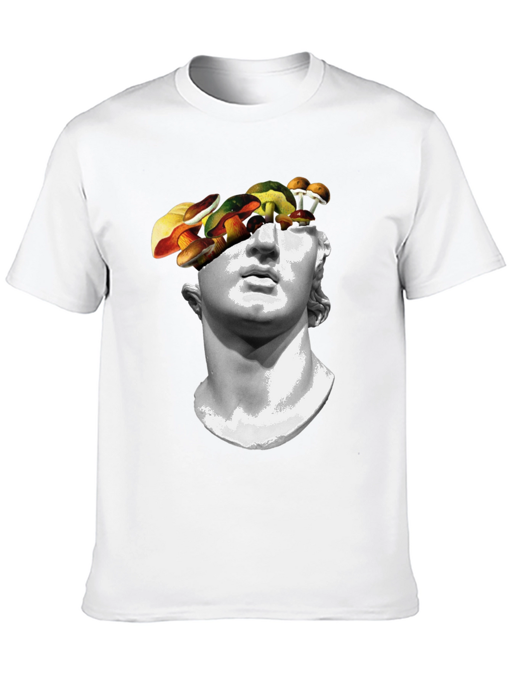 Mushroom Head Statue Graphic Tee - Unique Mens T-Shirt
