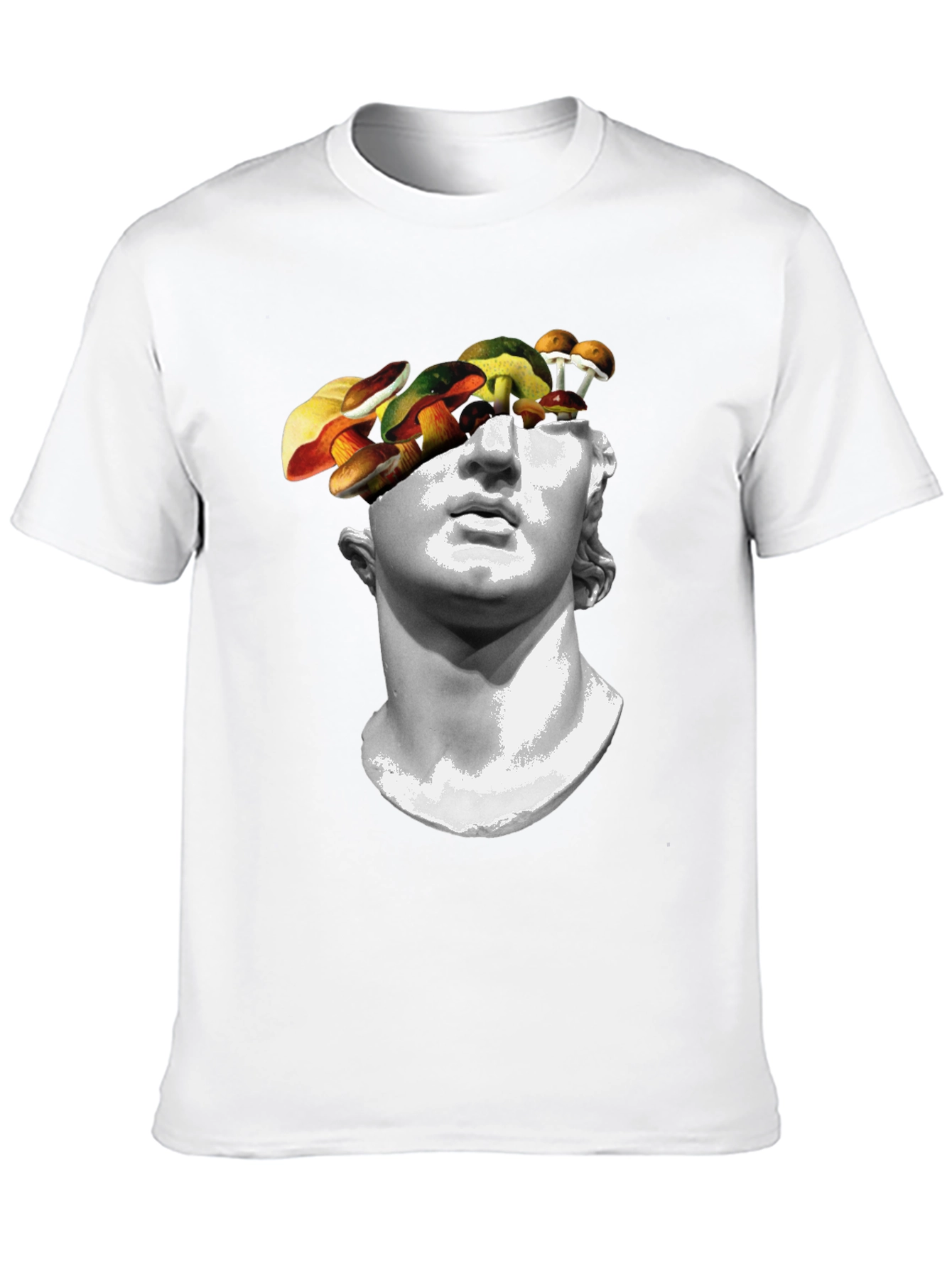 Mushroom Head Statue Graphic Tee - Unique Mens T-Shirt