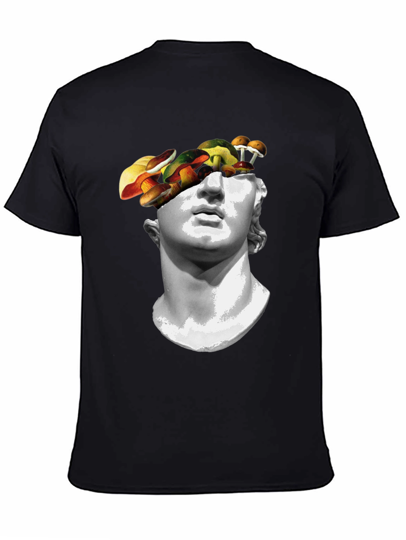 Mushroom Head Statue Graphic Tee - Unique Mens T-Shirt