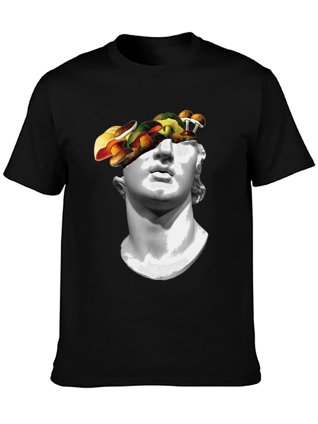 Mushroom Head Statue Graphic Tee - Unique Mens T-Shirt